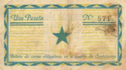 Reverso billete Santalecina 1937